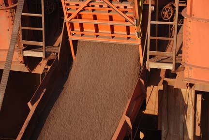 Taconite coming out of dock bin