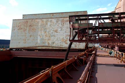 Taconite loading into cargo hold