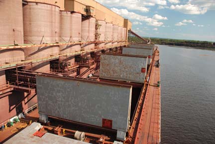 Looking foreward over deck of Voyageur Pioneer
