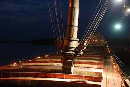 Loading coal at night