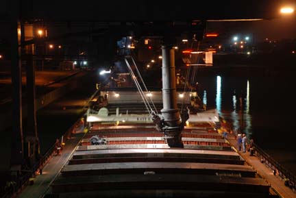 Loading coal at night