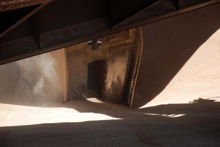 Unloading grain