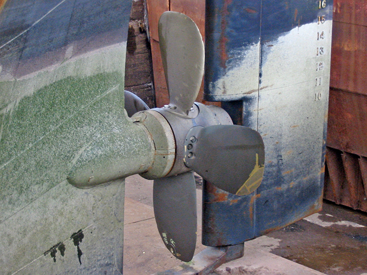 Rudder and propeller