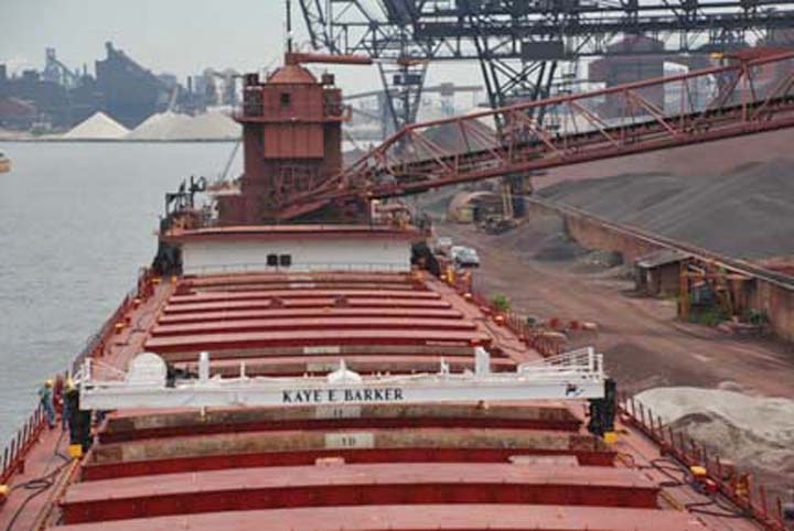 Kaye Barker at dock, looking aft