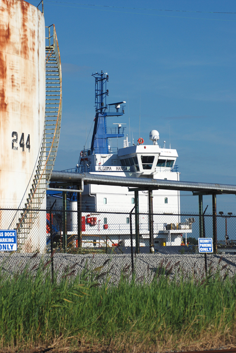 partial view of pilothouse on Algoma Hansa