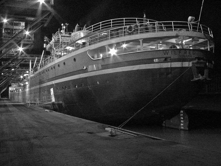 Stern of Sykes from dock