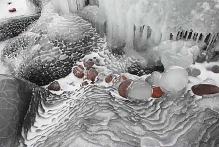 ice covered rocks