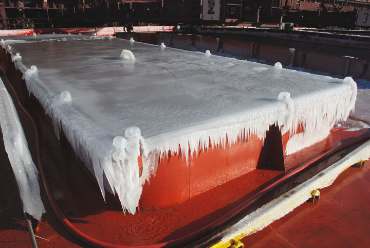 Ice on hatch cover