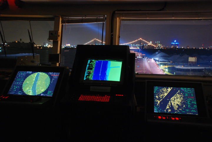 Detroit River at night