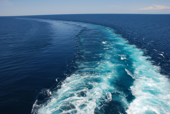 Wake from the turn at Whitefish Point