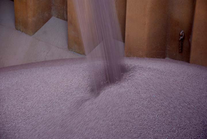 Taconite pellets in cargo hold