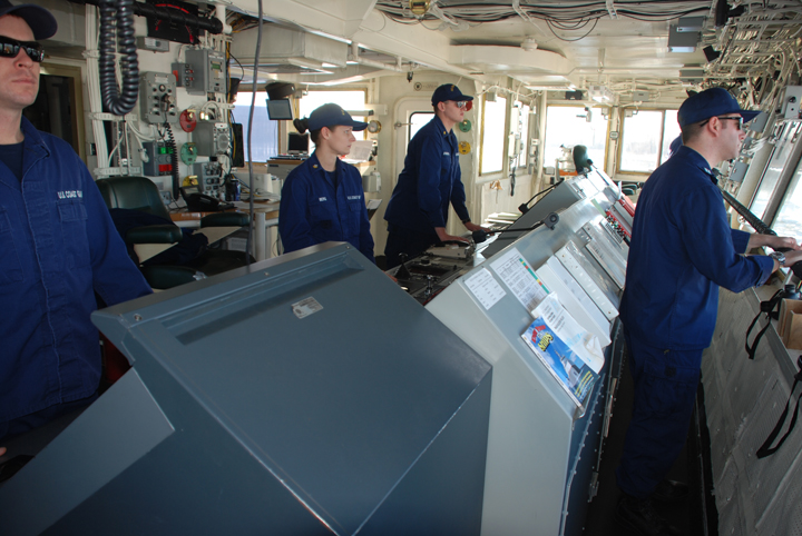 Navigation team on bridge
